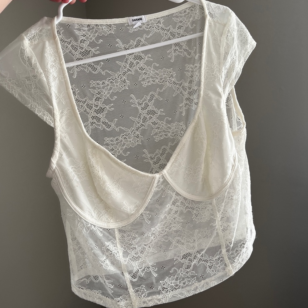 Garage Cream Lace Bra Top